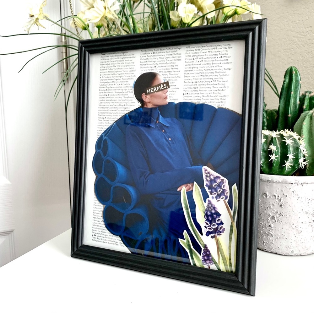 Hermès Blue Editorial Collage Wall Art‎ High Fashion Statement Decor